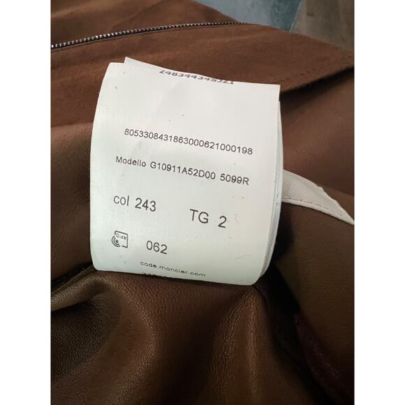 $3660 Moncler Courry Suede 2-Pocket Biker Jacket Brown Men Size 2 - NEW - Picture 10 of 16